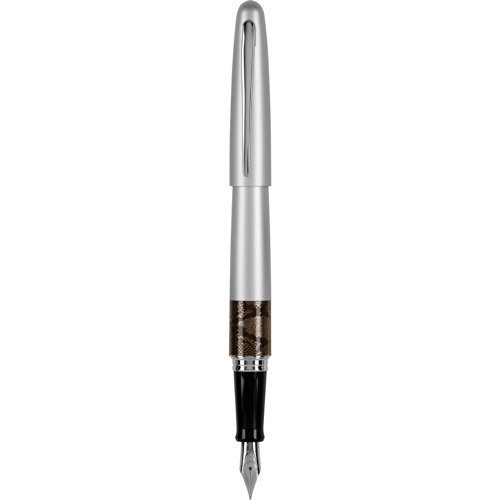 0072838911407 - PILOT MR ANIMAL COLLECTION FOUNTAIN PEN, MATTE SILVER WITH PYTHON ACCENT, FINE NIB, BLACK INK