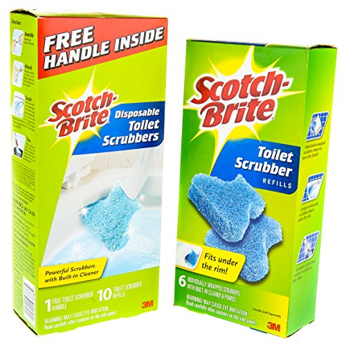 0728461199681 - SCOTH-BRITE BLUE DISPOSABLE TOILET SCRUBBER REFILLS WITH FREE HANDLE INSIDE PACK OF 16