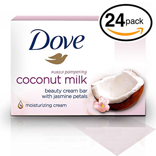 0728461835046 - (PACK OF 24 BARS) DOVE BEAUTY SOAP BAR: COCONUT MILK. PROTECTS YOUR SKIN'S NATURAL MOISTURE. 25% MOISTURIZING LOTION & CREAM! GREAT FOR HANDS, FACE & BODY! (24 BARS, 3.5OZ EACH BAR)