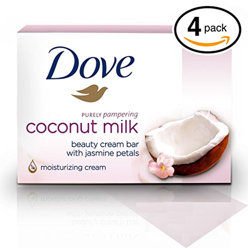 0728461835305 - (PACK OF 4 BARS) DOVE BEAUTY SOAP BAR: COCONUT MILK. PROTECTS YOUR SKIN'S NATURAL MOISTURE. 25% MOISTURIZING LOTION & CREAM! GREAT FOR HANDS, FACE & BODY! (4 BARS, 3.5OZ EACH BAR)