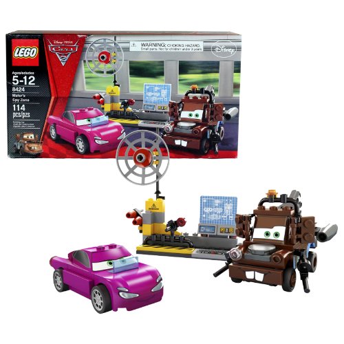 0072869231086 - LEGO YEAR 2011 DISNEY PIXAR CARS 2 MOVIE SCENE SET #8424 - MATER'S SPY ZONE WITH SPY COMPUTER, SATELLITE DISH, GUNS, 2 FLICK MISSILES AND TRANSLUCENT ELEMENTS PLUS AGENT MATER AND HOLLEY SHIFTWELL (TOTAL PIECES: 114)