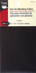 0072879150056 - DRITZ 55120-1 IRON-ON MENDING FABRIC, BLACK, 6 BY 13-INCH