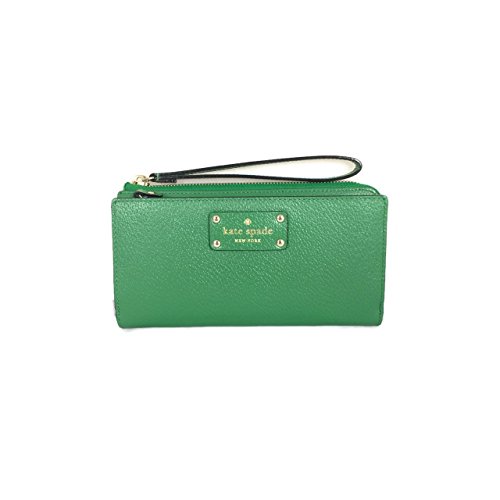0728943754469 - KATE SPADE LAYTON WELLESLEY KELLY GREEN LEATHER WALLET WITH WRISTLET STRAP...