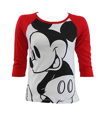 0728943787825 - DISNEY MICKEY MOUSE BIG HEAD JUNIOR FIT T-SHIRT EXTRA LARGE RED AND WHITE