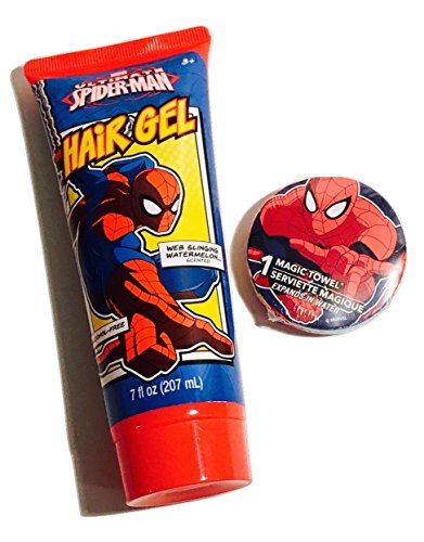 0729161904018 - SPIDERMAN BATH WASH, HAIR GEL, HAND TOWEL THAT GROWS IN WATER, TOOTHBRUSH W/ HOLOGRAPHIC CAP; SET; 4-PC