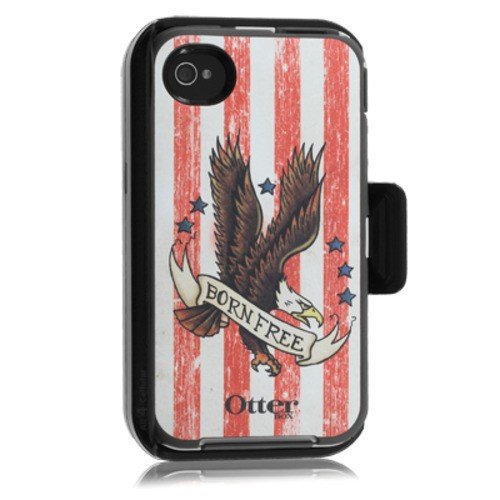 0729198750107 - OTTERBOX DEFENDER SERIES ANTHEM COLLECTION CASE & HOLSTER FOR APPLE IPHONE 4 & 4S - BORN FREEN AMERICAN PRINT - 77-20644_A - AT&T PACKAGING