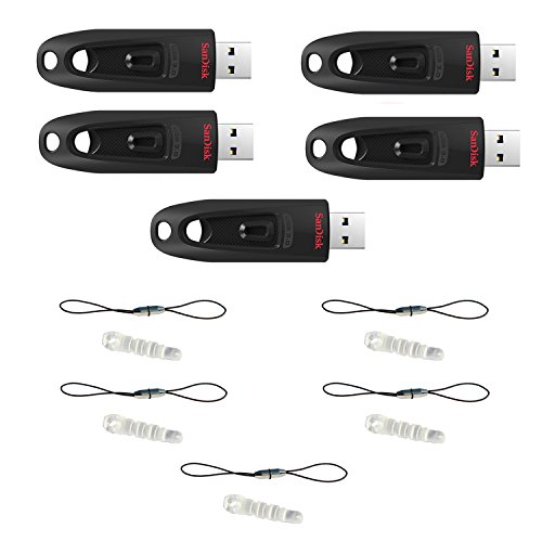0729224560380 - 5 X SANDISK ULTRA CZ48 16GB USB 3.0 FLASH DRIVE TRANSFER SPEEDS UP TO 100MB/S_SDCZ48-016G-UAM46 WITH DETACHABLE LANYARD (5PCS) AND DUST PLUG (5PCS)