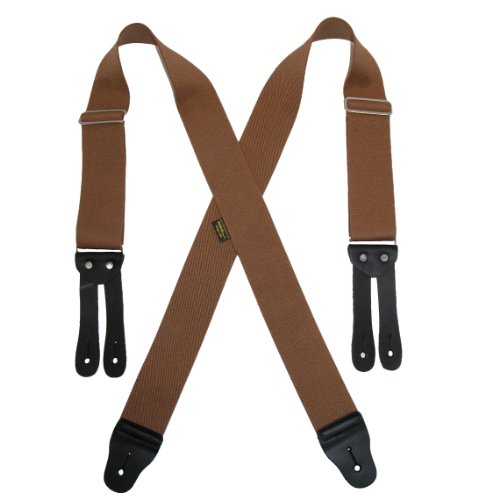 0729710011815 - WELCH MEN'S BIG & TALL ELASTIC BUTTON END WORK SUSPENDERS, TAN