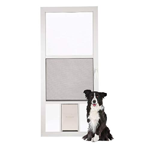 0729849171459 - PETSAFE PET STORM DOOR BY LARSON, DURABLE METAL STORM DOOR WITH BUILT-IN PET DOOR FOR DOGS AND CATS, 32 IN
