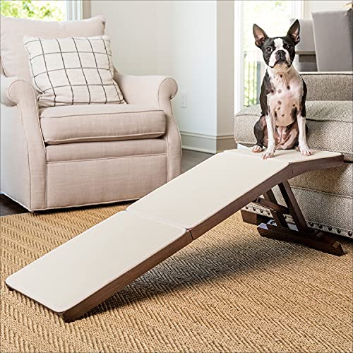 0729849172258 - PETSAFE COZYUP DOG SOFA RAMP - FOLDING WOOD DOG RAMP FOR COUCHES AND SOFAS - INDOOR PET RAMP HOLDS UP TO 100 LB - NON-SLIP CARPET, FOLDS FOR EASY STORAGE, COUCH ACCESS FOR DOGS AND CATS - ESPRESSO