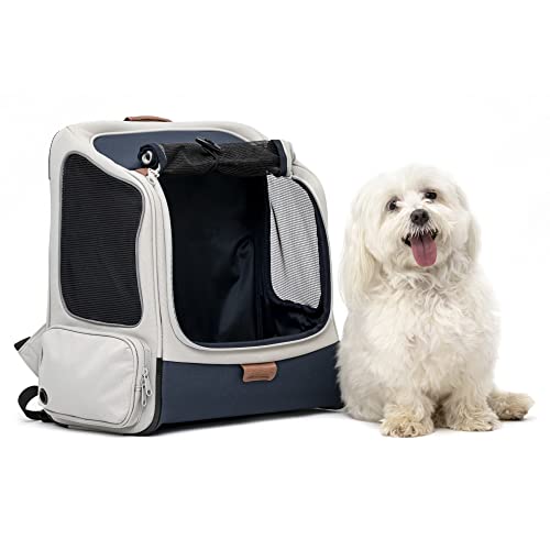 0729849174665 - PETSAFE HAPPY RIDE BACKPACK PET CARRIER - PERFECT FOR DOGS & CATS UP TO 20LBS - MESH WINDOWS FOR COMFORTABLE TRAVEL - HARNESS TETHER FOR SAFETY - EASY ACCESS TREAT OPENING - CAN BE SECURED IN THE CAR