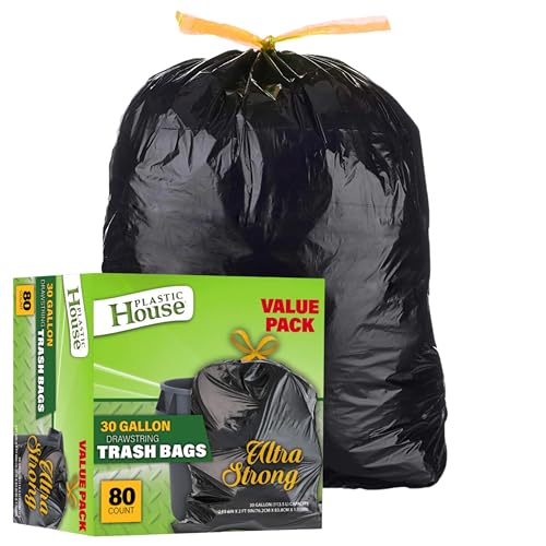 0729940041330 - BLUESKY HEAVY DUTY DRAWSTRING TRASH BAG-PERFECT FOR HOUSEHOLD, OFFICE & OUTDOOR USE, 13 GALLON, BLACK
