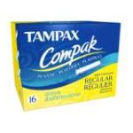 0073010271104 - COMPAK TAMPONS WITH COMPACT PLASTIC APPLICATOR REGULAR ABSORBENCY 16 TAMPONS