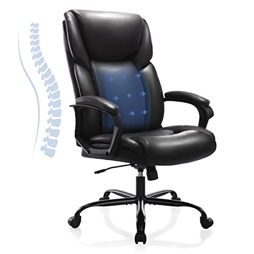 0730177259016 - OFFICE CHAIR, DESK CHAIR EXECUTIVE OFFICE CHAIR HIGH BACK HOME OFFICE DESK CHAIRS WITH SOFT ARMREST, HEIGHT ADJUSTABLE ERGONOMIC COMPUTER CHAIR WITH LUMBAR SUPPORT, BIG AND TALL BONDED LEATHER CHAIR