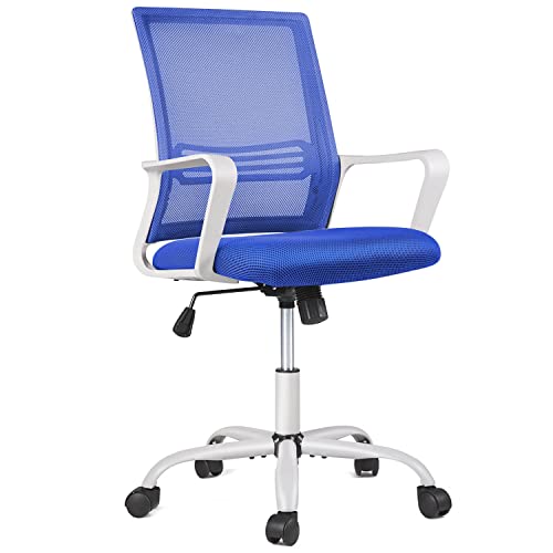 0730177259115 - OFFICE CHAIR DESK CHAIR HOME OFFICE DESK CHAIRS WITH WHEELS ERGONOMIC MESH OFFICE CHAIR, MID BACK COMPUTER OFFICE DESK CHAIR WITH ARMRESTS FOR ADULTS, TEENS, BLUE