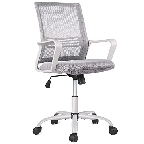 0730177259122 - OFFICE CHAIR DESK CHAIR HOME OFFICE DESK CHAIRS WITH WHEELS ERGONOMIC MESH OFFICE CHAIR, MID BACK COMPUTER OFFICE DESK CHAIR WITH ARMRESTS FOR ADULTS, TEENS, GREY