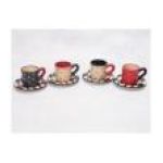 0730384004485 - COFFEE CAFE ESPRESSO CUP WITH SAUCER ASSORTED DESIGNS