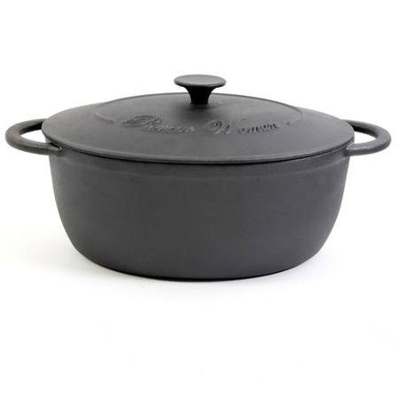 0730586288874 - THE PIONEER WOMAN TIMELESS CAST IRON 7-QUART DUTCH OVEN WITH LID, PRE-SEASONED, BAKELITE KNOB AND STAINLESS STEEL BUTTERFLY KNOB, BLACK
