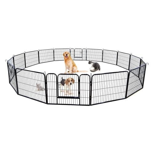 0730635575108 - UNOVIVY DOG PLAYPEN, PORTABLE FOLDING 16 PANEL DOG FENCE, HEAVY DUTY METAL DOG PLAYPEN FOR SMALL/MEDIUM/LARGE DOGS, PUPPY PET CAGE FOR YARD
