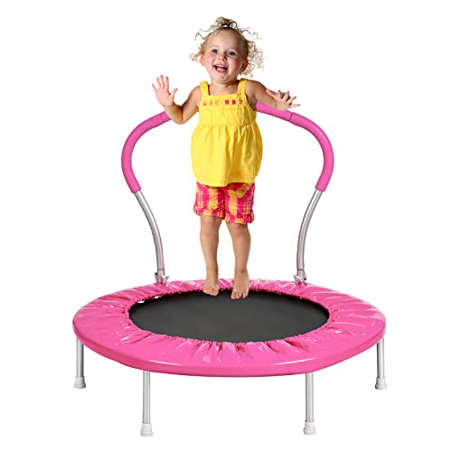 0730635578673 - LYROMIX 36INCH KIDS TRAMPOLINE FOR TODDLERS, MINI TRAMPOLINE FOR KIDS, FITNESS TRAMPOLINE FOR INDOOR AND OUTDOOR USE, SMALL TRAMPOLINE WITH HANDLE BAR AND PADDED FRAME COVER
