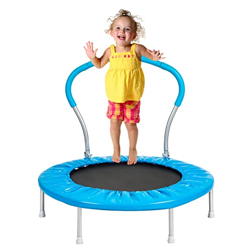0730635578697 - LYROMIX 36INCH KIDS TRAMPOLINE FOR TODDLERS, INDOOR MINI TRAMPOLINE FOR KIDS, ADULT FITNESS TRAMPOLINE FOR INDOOR AND OUTDOOR USE, SMALL TRAMPOLINE WITH HANDLE BAR AND PADDED FRAME COVER