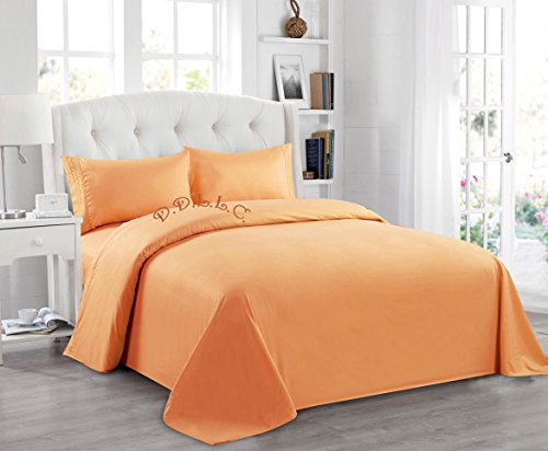 0730699549374 - RIZZO ITALIAN COLLECTION-1800 PREMIUM SERIES-4-PIECE SOLID SHEET SET-SALE-HIGHEST QUALITY BRUSHED MICROFIBER WITH MONEY BACK GUARANTEE DEEP POCKET-FITTED,FLAT SHEET & PILLOW CASES-QUEEN, ORANGE