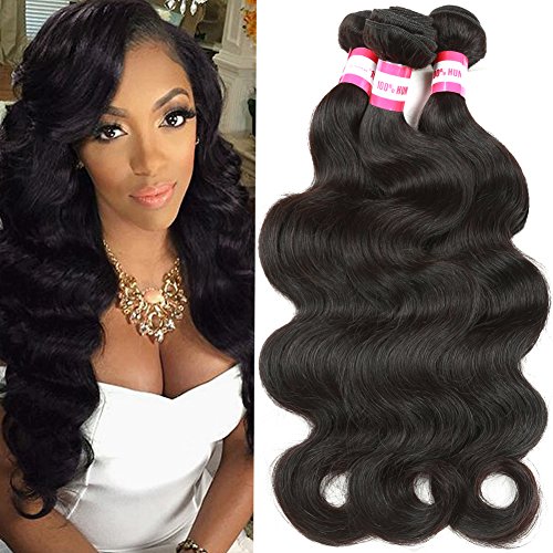 0730750408978 - B&P HAIR BRAZILIAN BODY WAVE VIRGIN HAIR 3 BUNDLES, 7A 100% UNPROCESSED BRAZILIAN REMY HUMAN HAIR WEAVE EXTENSIONS NATURAL BLACK COLOR 18 20 22INCHES FULL HEAD
