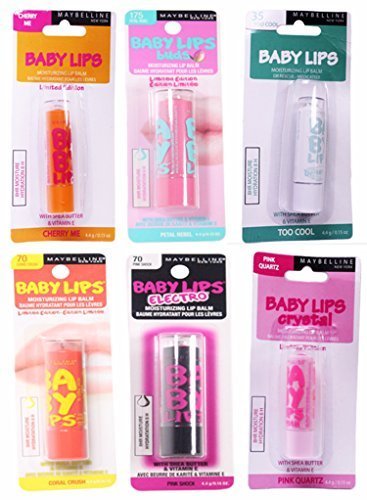0730750801298 - MAYBELLINE BABY LIPS MOISTURIZING LIP BALM WITH SHEA BUTTER & VITAMIN E, 0.15 OUNCE, SET OF 6, (CHERRY ME, PETAL REBEL, TOO COOL, PINK QUARTZ, CORAL CRUSH, PINK SHOCK)...