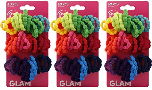 0730750802455 - GOODY RIBBED GLAM PONYTAIL HOLDERS, NO METAL OUCHLESS, 40 COUNT, (PACK OF 3)