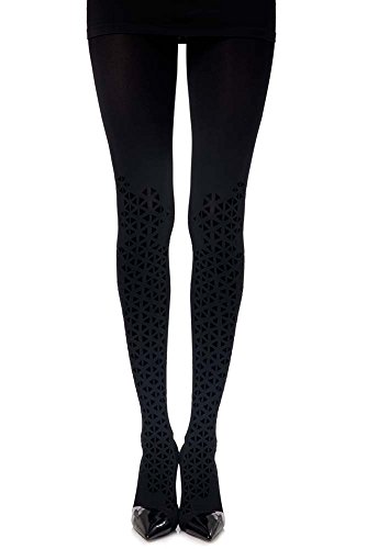 7307523005127 - BEAT GOES TRIANGLES PATTERNED TIGHTS IN BLACK ONE-SIZE OPAQUE BY ZOHARA