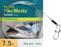 0730884241878 - RIO PIKE/MUSKY II 7.5' TAPERED LEADER WIRE WITH SNAP LINK