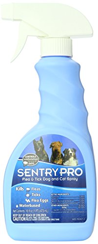 0073091020028 - SENTRYPRO FLEA AND TICK SPRAY FOR DOGS AND CATS, 16-FLUID OUNCE