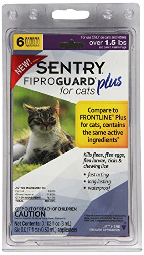 0073091031697 - SENTRY FIPROGUARD PLUS FOR CATS SQUEEZE-ON OVER, 1.5-POUND PACK OF 6
