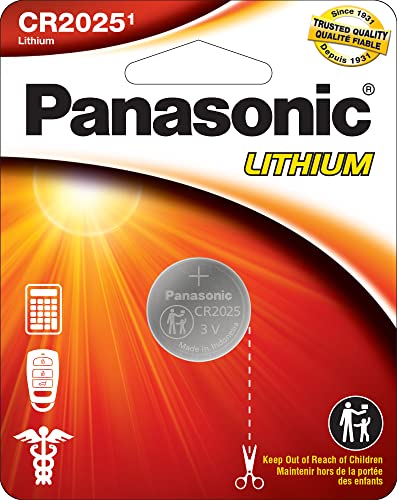 0073096700932 - PANASONIC CR2025 3.0 VOLT LONG LASTING LITHIUM COIN CELL BATTERIES IN CHILD RESISTANT, STANDARDS BASED PACKAGING, 1-BATTERY PACK