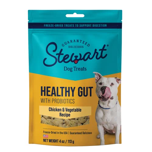 0073101003911 - STEWART FREEZE DRIED DOG TREATS, HEALTHY GUT WITH PROBIOTICS FOR DOGS, NATURAL, HEALTHY, LIMITED INGREDIENT, GRAIN FREE DOG TREAT, CHICKEN & VEGETABLE RECIPE, 4 OUNCES, RESEALABLE POUCH