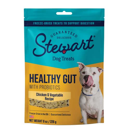 0073101003928 - STEWART FREEZE DRIED DOG TREATS, HEALTHY GUT WITH PROBIOTICS FOR DOGS, NATURAL, HEALTHY, LIMITED INGREDIENT, GRAIN FREE DOG TREAT, CHICKEN & VEGETABLE RECIPE, 8 OUNCES, RESEALABLE POUCH