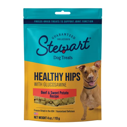 0073101003935 - STEWART FREEZE DRIED DOG TREATS, HEALTHY HIPS WITH GLUCOSAMINE FOR DOGS, NATURAL, HEALTHY, LIMITED INGREDIENT GRAIN FREE DOG TREAT, BEEF & SWEET POTATO RECIPE, 4 OUNCES, RESEALABLE POUCH