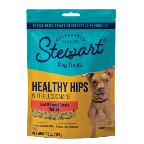 0073101003942 - STEWART FREEZE DRIED DOG TREATS, HEALTHY HIPS WITH GLUCOSAMINE FOR DOGS, NATURAL, HEALTHY, LIMITED INGREDIENT GRAIN FREE DOG TREAT, BEEF & SWEET POTATO RECIPE, 8 OUNCES, RESEALABLE POUCH