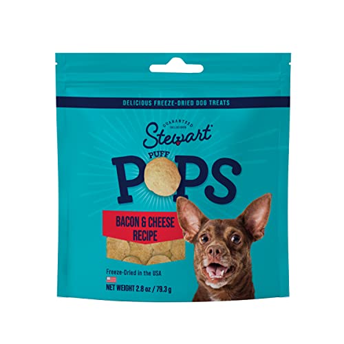 0073101004017 - STEWART FREEZE DRIED DOG TREATS, PUFFPOPS BACON TREATS FOR DOGS, MADE IN USA WITH REAL BACON, NATURAL, LIMITED INGREDIENT BACON DOG TREATS, BACON AND CHEESE RECIPE, 2.8 OUNCES, RESEALABLE POUCH