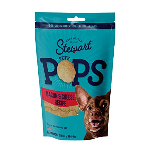 0073101004031 - STEWART FREEZE DRIED DOG TREATS, PUFFPOPS BACON TREATS FOR DOGS, MADE IN USA WITH REAL BACON, NATURAL, LIMITED INGREDIENT BACON DOG TREATS, BACON AND CHEESE RECIPE, 5.8 OUNCES, RESEALABLE POUCH