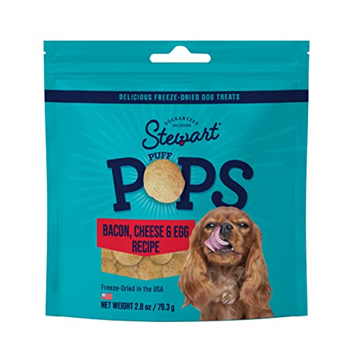0073101004079 - STEWART FREEZE DRIED DOG TREATS, PUFFPOPS BACON TREATS FOR DOGS, MADE IN USA WITH REAL BACON, NATURAL, LIMITED INGREDIENT BACON DOG TREATS, BACON, EGG AND CHEESE RECIPE, 2.8 OUNCES, RESEALABLE POUCH