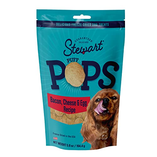 0073101004086 - STEWART FREEZE DRIED DOG TREATS, PUFFPOPS BACON TREATS FOR DOGS, MADE IN USA WITH REAL BACON, NATURAL, LIMITED INGREDIENT BACON DOG TREATS, BACON, EGG AND CHEESE RECIPE, 5.8 OUNCES, RESEALABLE POUCH