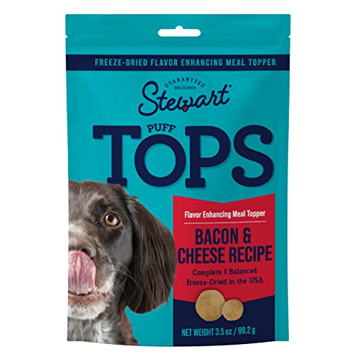 0073101004093 - STEWART FREEZE DRIED DOG FOOD TOPPER, PUFFTOPS, MADE IN USA WITH REAL BACON, HEALTHY, NATURAL, DELICIOUS DOG FOOD TOPPERS FOR PICKY EATERS, BACON AND CHEESE RECIPE, 3.5 OUNCES, RESEALABLE POUCH