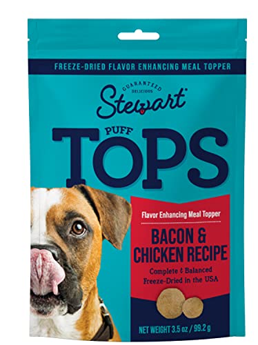 0073101004116 - STEWART FREEZE DRIED DOG FOOD TOPPER, PUFFTOPS, MADE IN USA WITH REAL BACON, HEALTHY, NATURAL, DELICIOUS DOG FOOD TOPPERS FOR PICKY EATERS, BACON AND CHICKEN RECIPE, 3.5 OUNCES, RESEALABLE POUCH