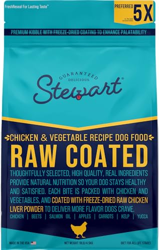 0073101004482 - STEWART RAW COATED FREEZE DRIED DOG FOOD, CHICKEN AND VEGETABLE RECIPE, 10 LB. BAG