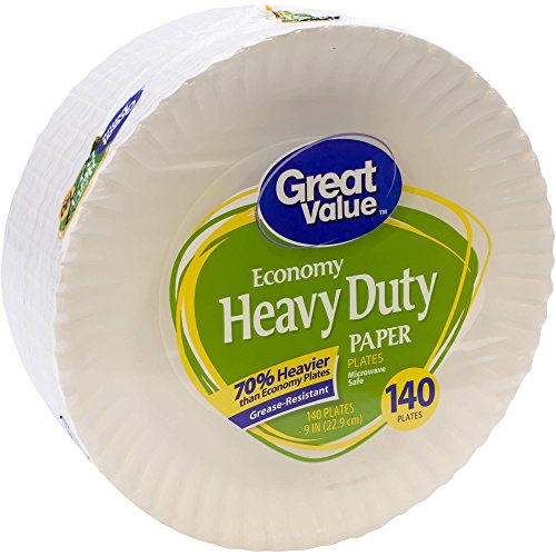 0731084393473 - GREAT VALUE ECONOMY HEAVY DUTY PAPER PLATES, 140 COUNT