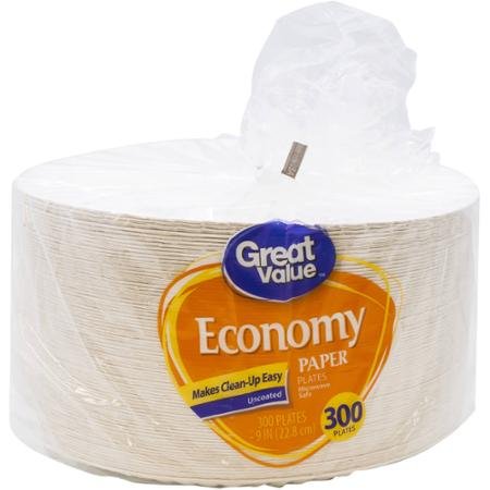 0731084397624 - GREAT VALUE 9 PAPER PLATES, WHITE, 300 COUNT, YOU CAN COMPLETELY SKIP HAVING TO WASH THE DISHES AFTERWARD