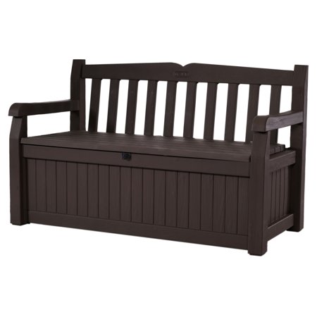 0731161039331 - KETER EDEN NEW ALL WEATHER OUTDOOR PATIO BENCH DECK BOX FURNITURE 70 GAL, BROWN / BROWN