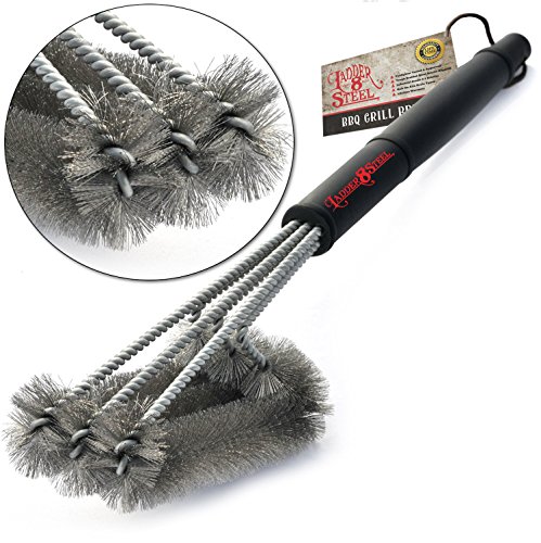 0731236451365 - BARBECUE GRILL BRUSH BY EKOGRIPS - 18 INDUSTRIAL BBQ BRUSH FOR ALL GRILL TYPES - 3-IN-1 STAINLESS STEEL BRUSHES - PORCELAIN, BIG GREEN EGG, INFRARED, WEBER, AND MORE - INCLUDES BLACK CARRYING CASE