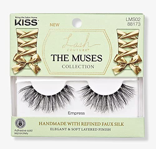 0731509881738 - KISS LASH COUTURE THE MUSES COLLECTION FALSE EYELASHES - EMPRESS, BLACK, ROUNDED, DOE-EYED, REFINED FAUX SILK, CONTACT LENS FRIENDLY, PLIABLE BAND, COMFORTABLE, REUSABLE, CRUELTY FREE, VEGAN | 1 PAIR